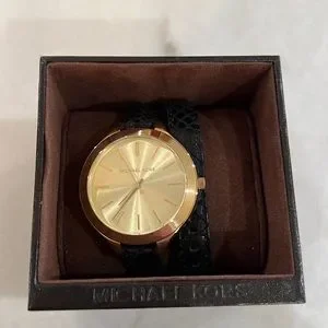 Michael Kors Slim Runway Double Wrap Bracelet Watch. Brown leather band. Michael Kors Collection | Accessories | Michael Kors Slim  main image 4